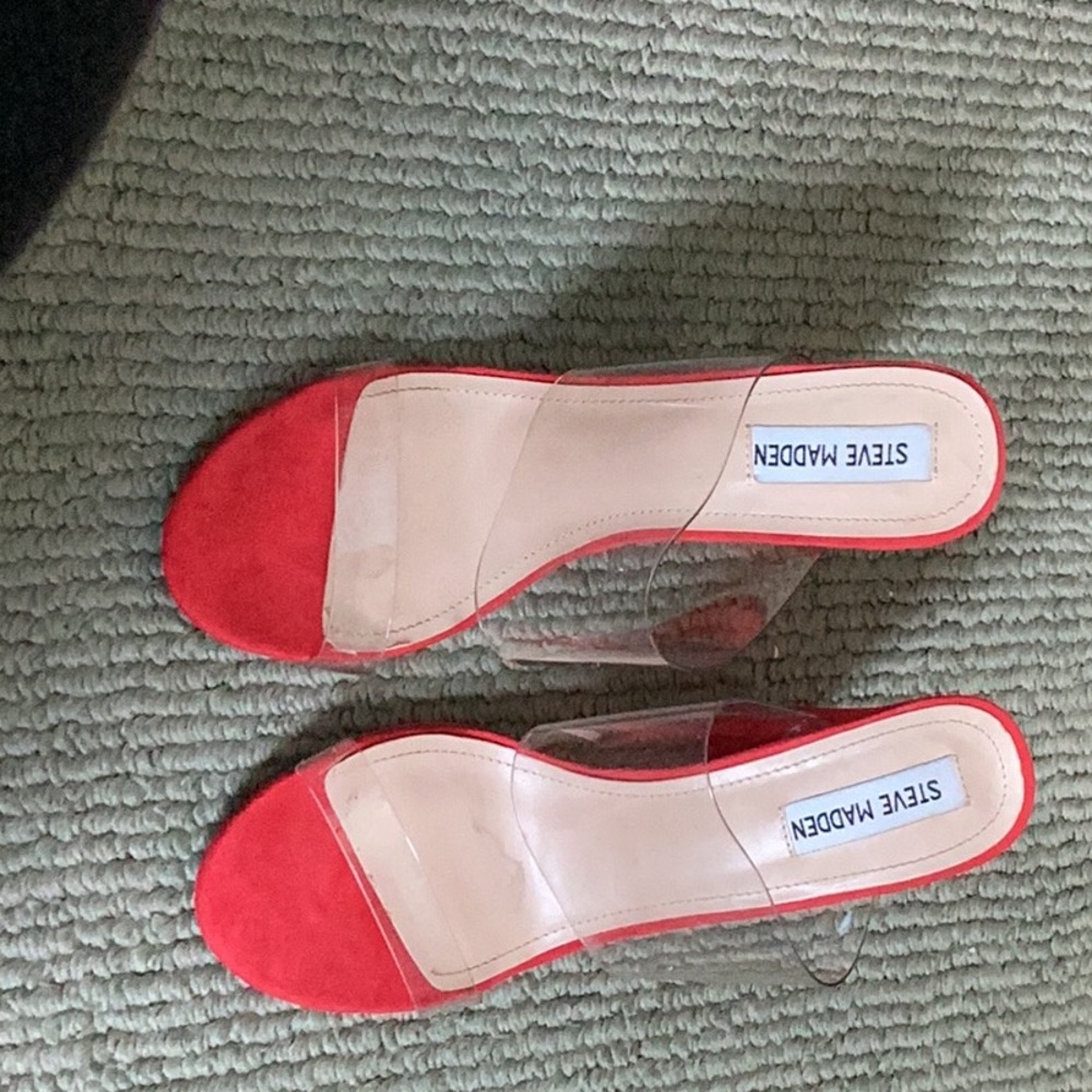 Steve Madden Red and Clear Women's Heels